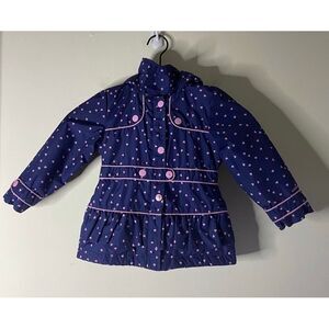 London Fog Fleece Lined Blue Jacket with Heart Print